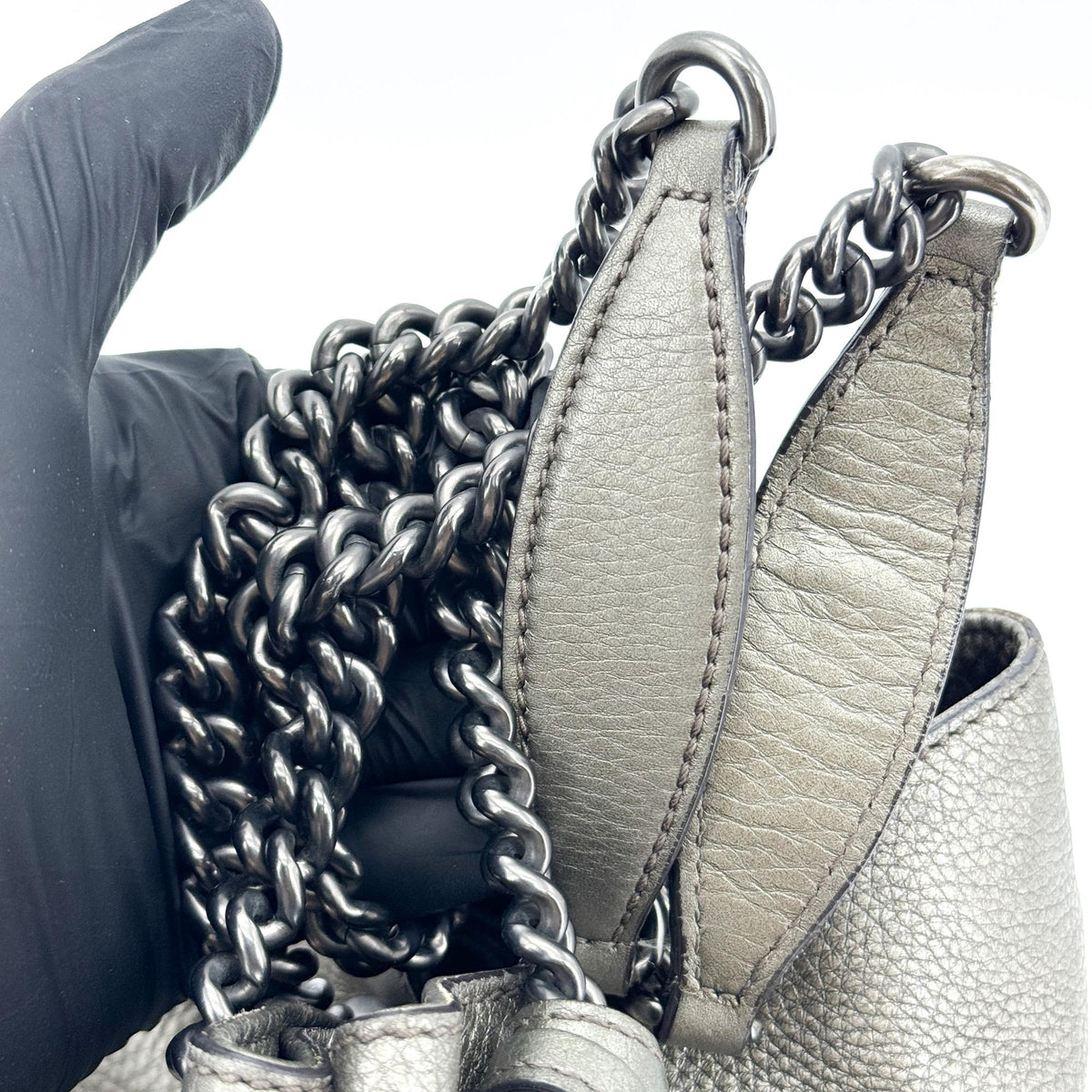 Gucci Soho Chain Strap Leather Silver Leather Shoulder Bag Bag (Pre-Owned)