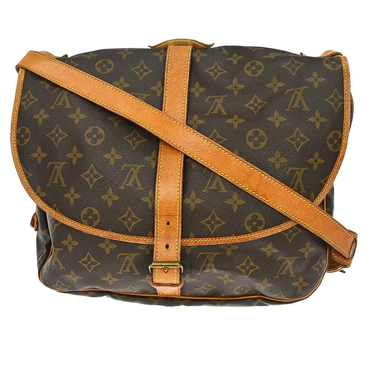Louis Vuitton Saumur Monogram Brown Canvas Shoulder Bag Bag (Pre-Owned)