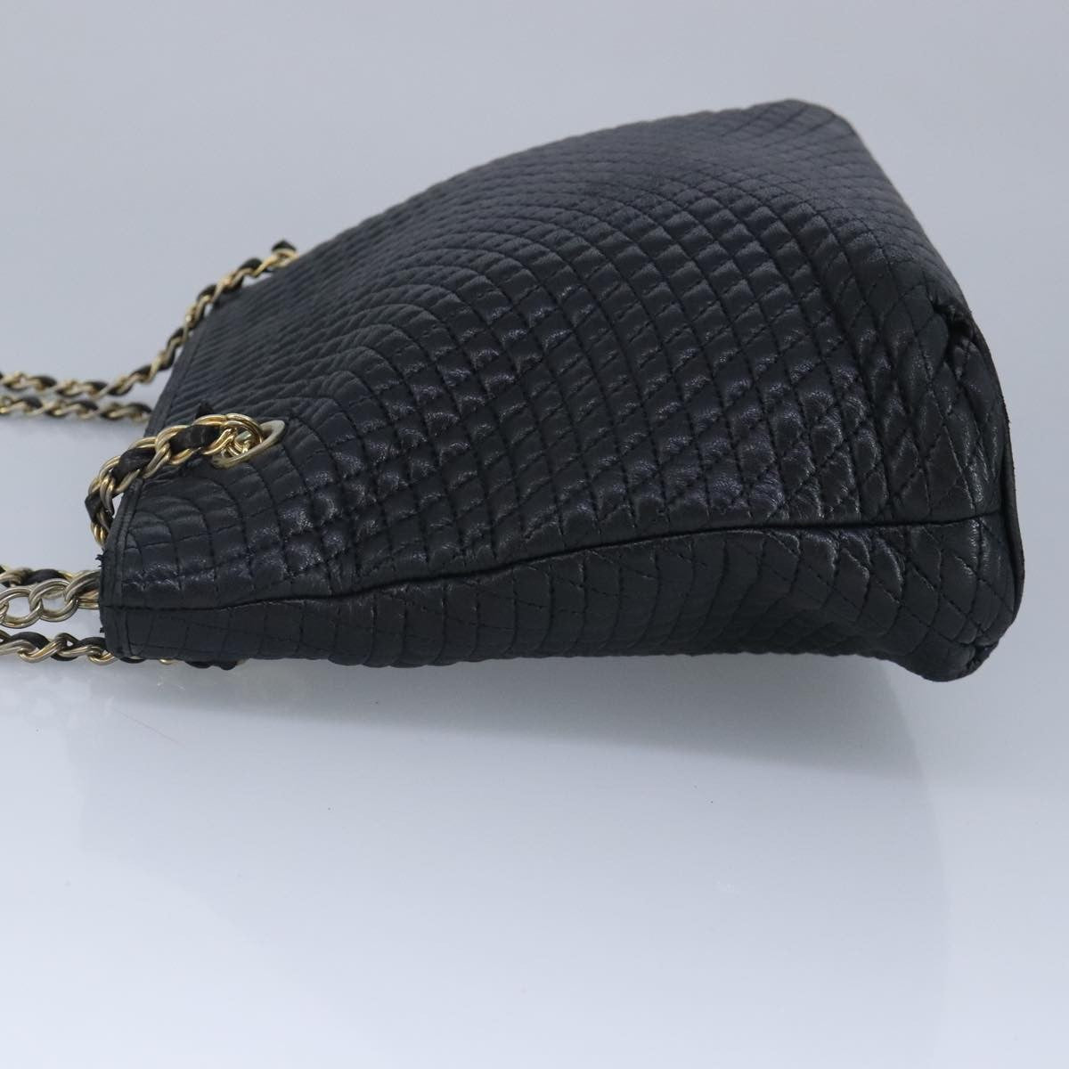Bally Vintage Chain Quilted Leather Navy Leather Shoulder Bag Bag (Pre-Owned)