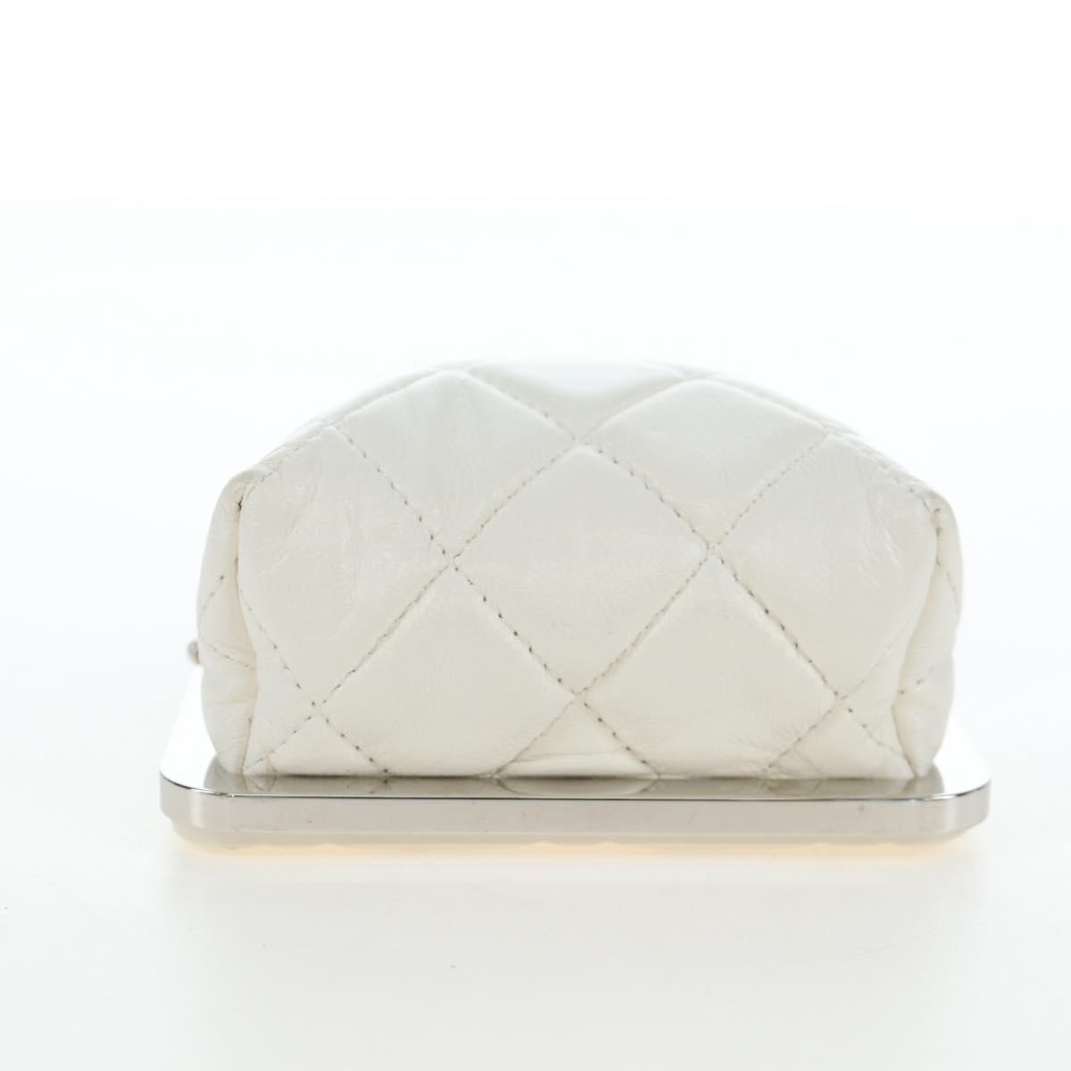 Chanel Cc Frame Clutch With Chain Quilted Lambskin And Plexiglass White Leather Clutche & Pouche Bag (Pre-Owned)