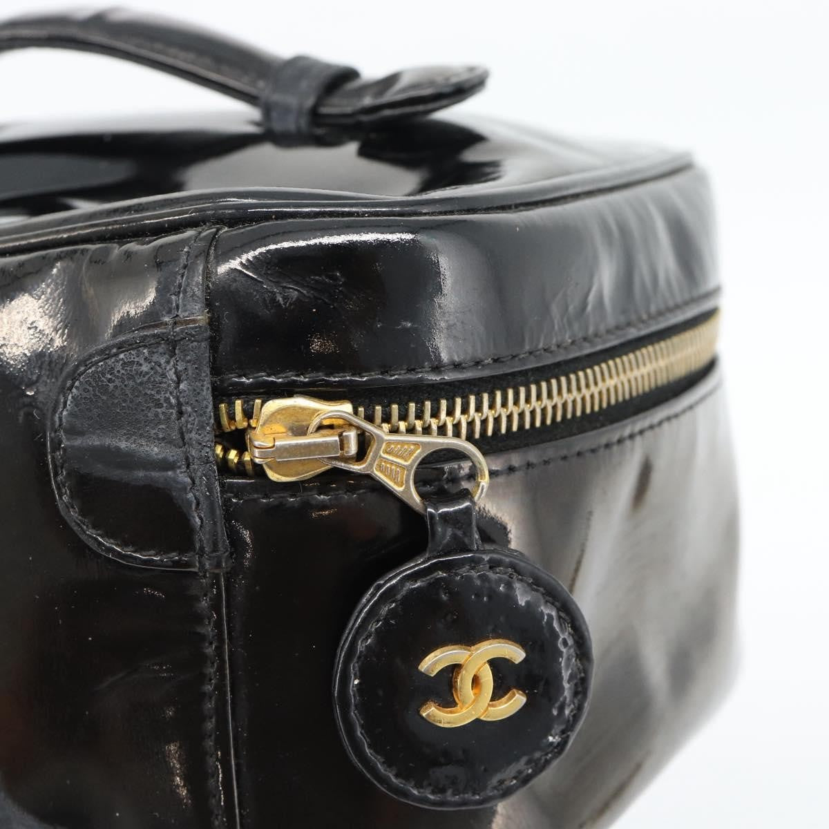 Fendi Vintage Cosmetic Case Pequin Canvas Black Patent_Leather Clutche & Pouche Bag (Pre-Owned)