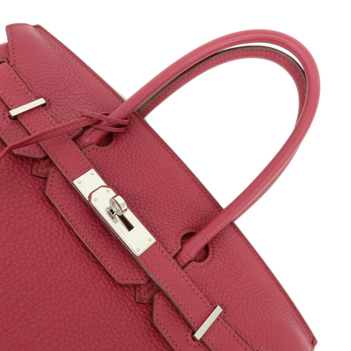 Hermes Birkin Pink Clemence With Palladium Hardware Pink Calfskin Handbag (Pre-Owned)