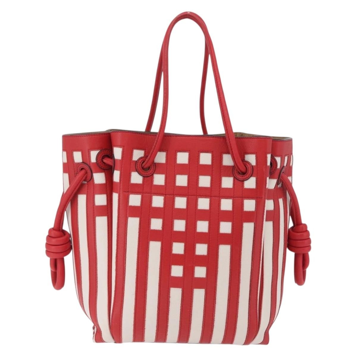 Loewe Flamenco Knot Patchwork Leather Red Leather Handbag (Pre-Owned)