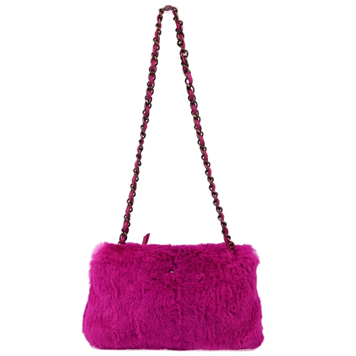 Chanel Vintage Cc Chain Rabbit Fur Pink Fur Shoulder Bag Bag (Pre-Owned)