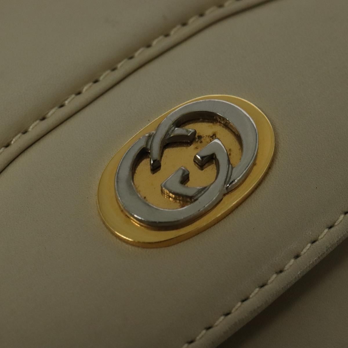Gucci Vintage Interlocking G Flap Leather Beige Leather Shoulder Bag Bag (Pre-Owned)