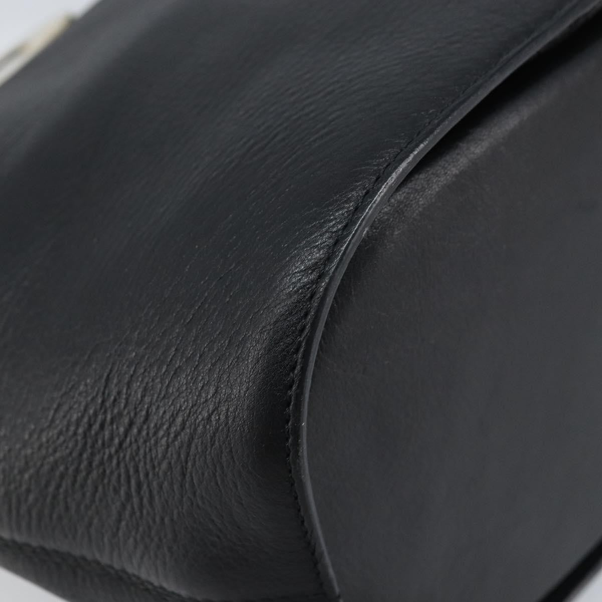 Celine Circle Logo Leather Black Leather Handbag (Pre-Owned)