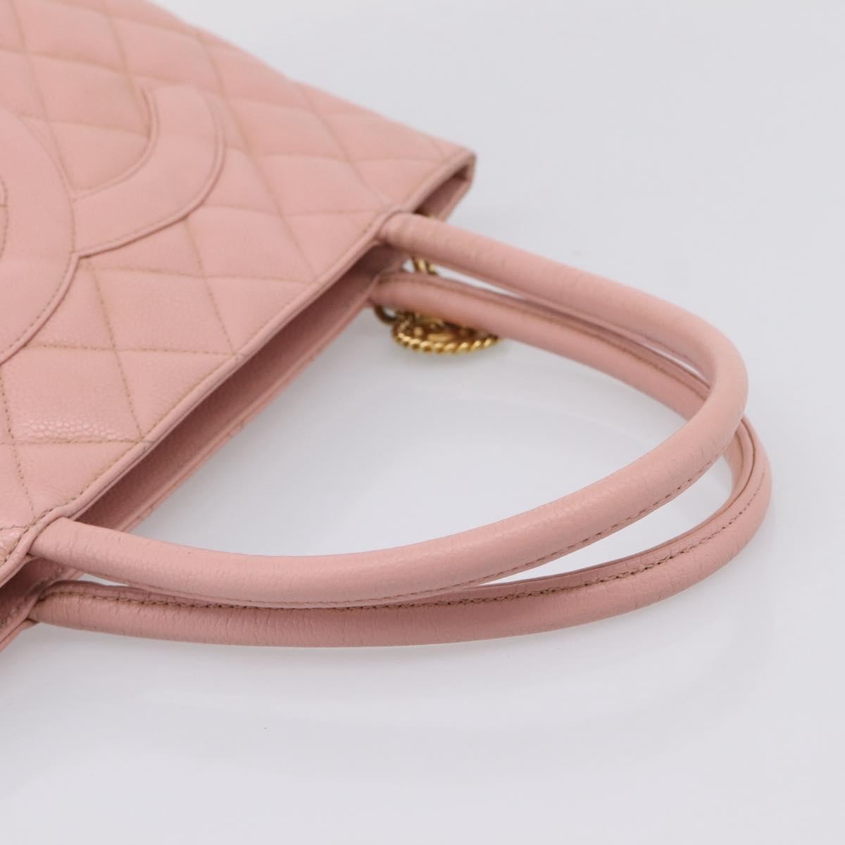 Chanel Medallion Quilted Caviar Pink Leather Tote Bag Bag (Pre-Owned)