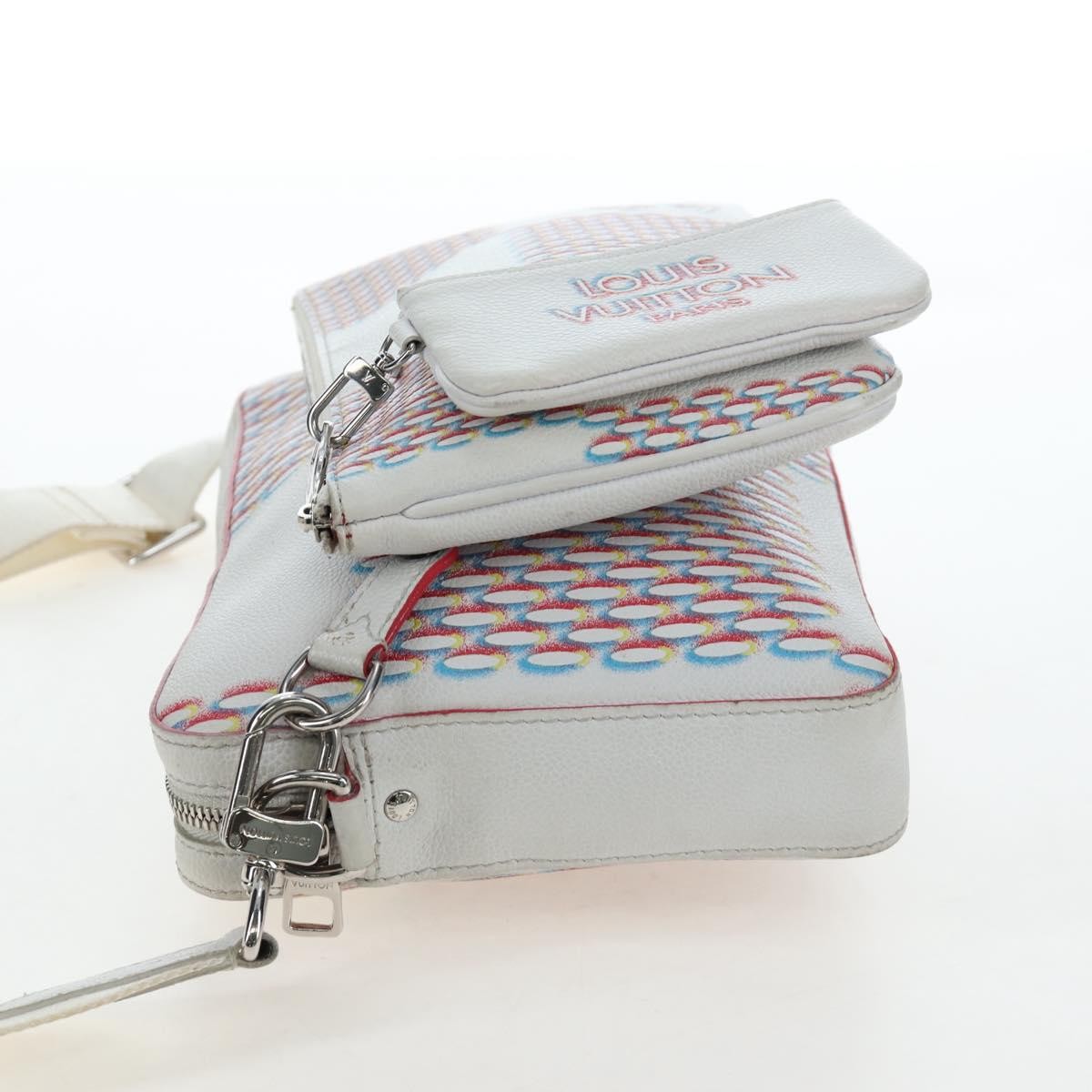 Louis Vuitton Trio Messenger Limited Edition Damier Spray Leather White Canvas Handbag (Pre-Owned)