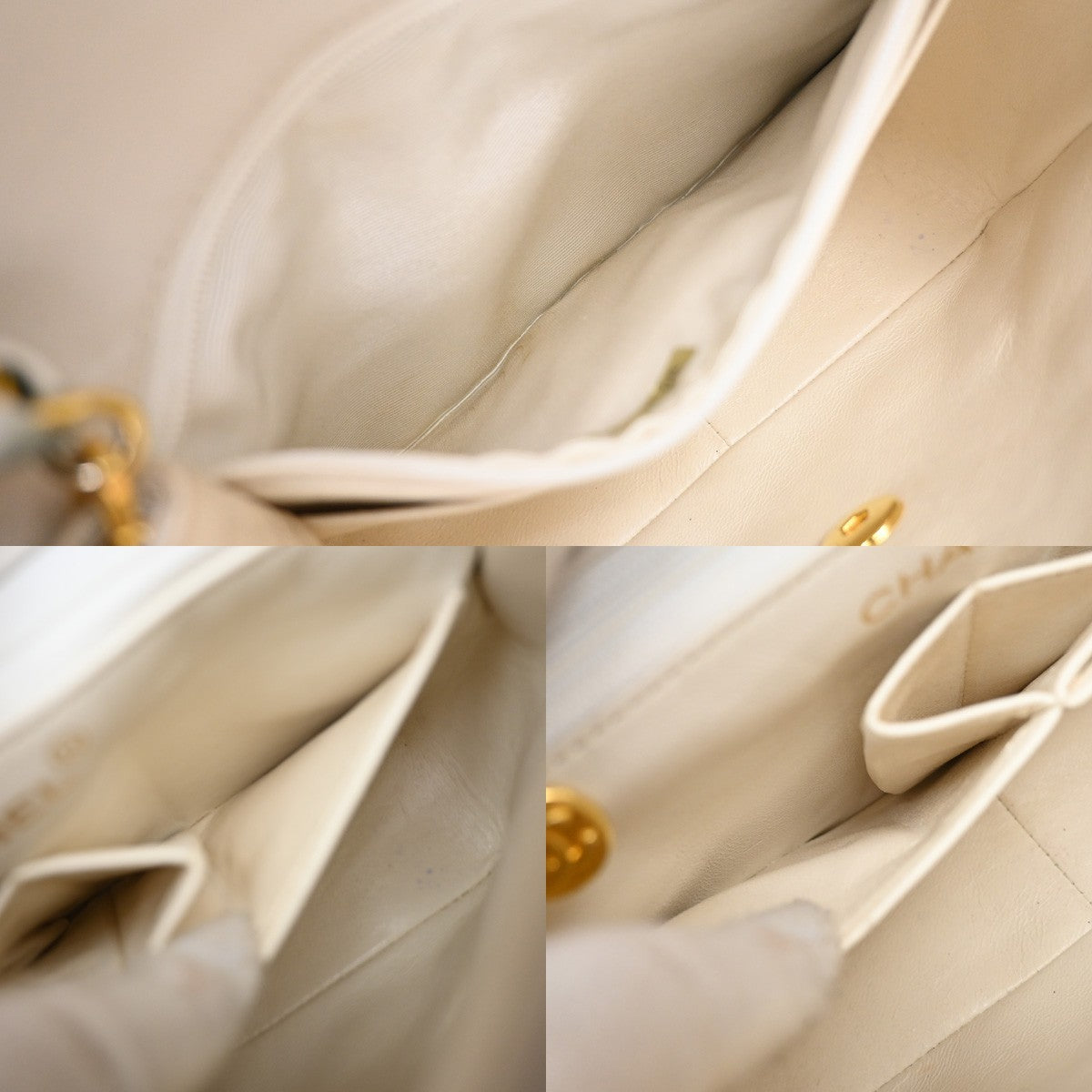 Chanel Vintage Square Classic Flap Quilted Lambskin White Leather Shoulder Bag Bag (Pre-Owned)
