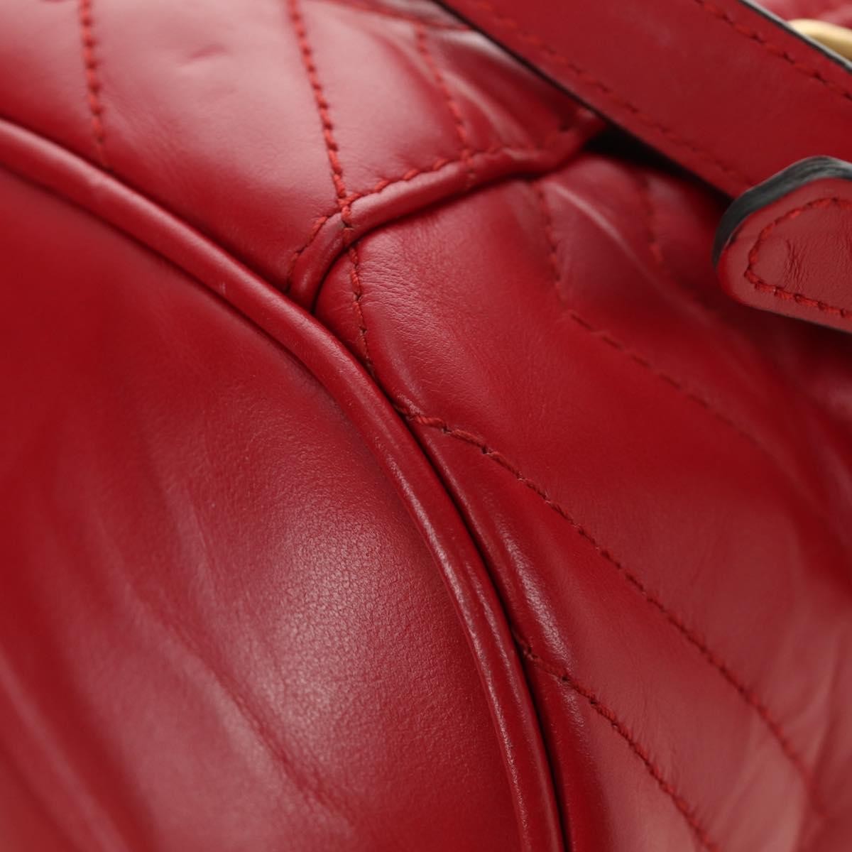 Gucci Gg Marmont Vanity Matelasse Leather Red Leather Backpack Bag (Pre-Owned)