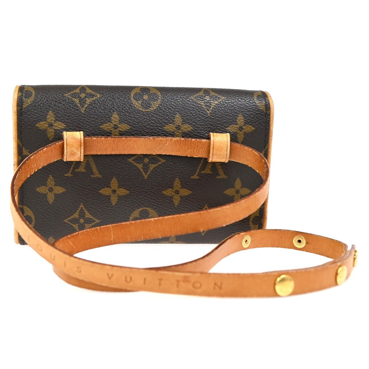 Louis Vuitton Florentine Waist Monogram Canvas Brown Leather Clutche & Pouche Bag (Pre-Owned)