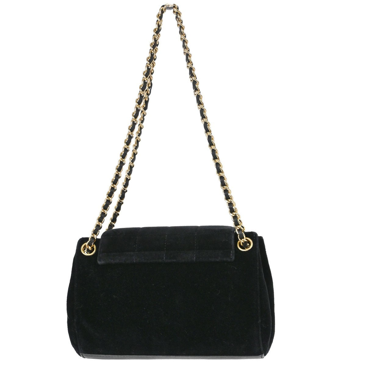Chanel Chocolate Bar Mademoiselle Lock Chain Quilted Velvet Black Velvet Shoulder Bag Bag (Pre-Owned)