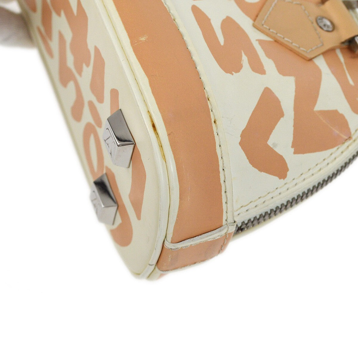 Louis Vuitton Alma Limited Edition Graffiti Leather Beige Leather Handbag (Pre-Owned)