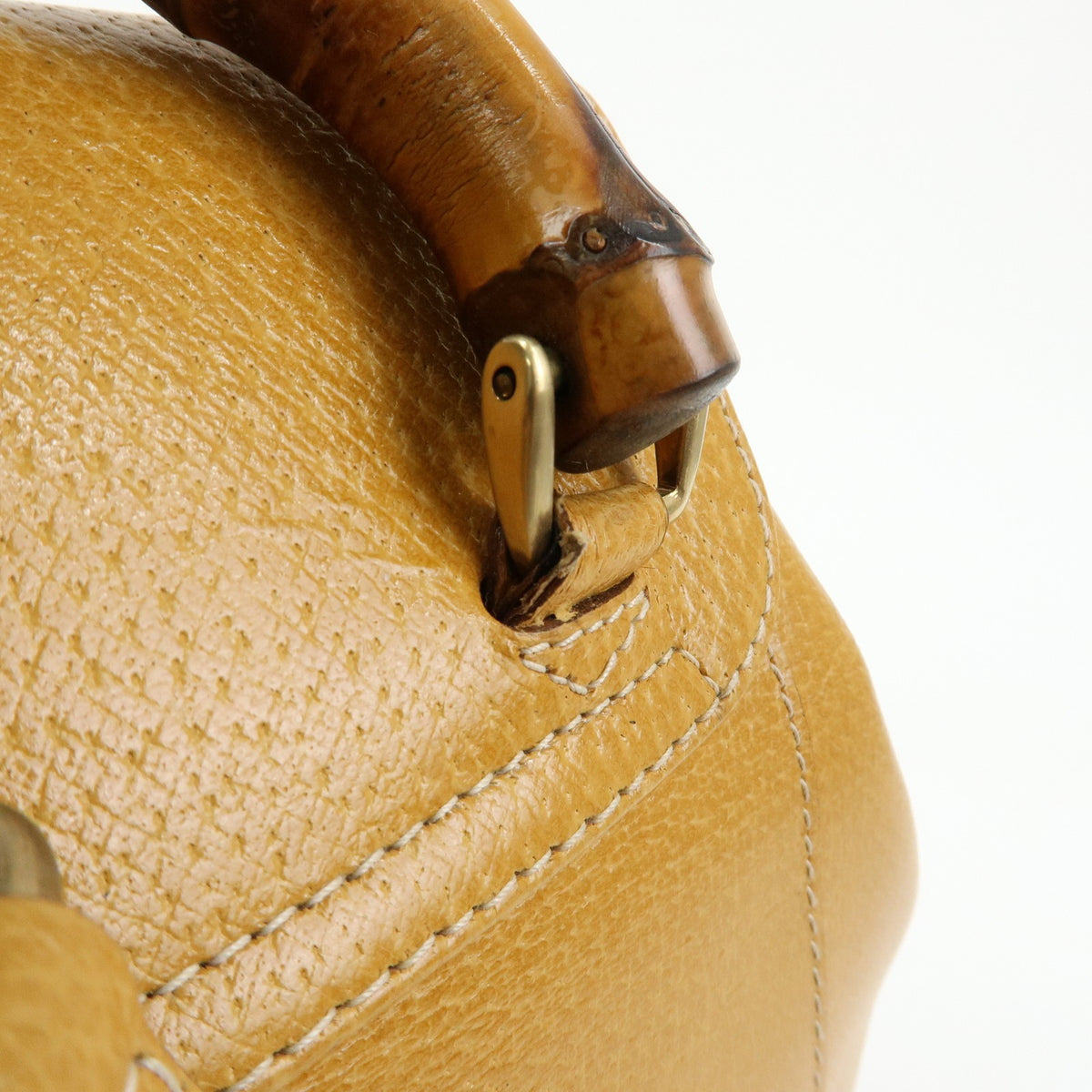 Gucci Vintage Bamboo Leather Yellow Leather Backpack Bag (Pre-Owned)
