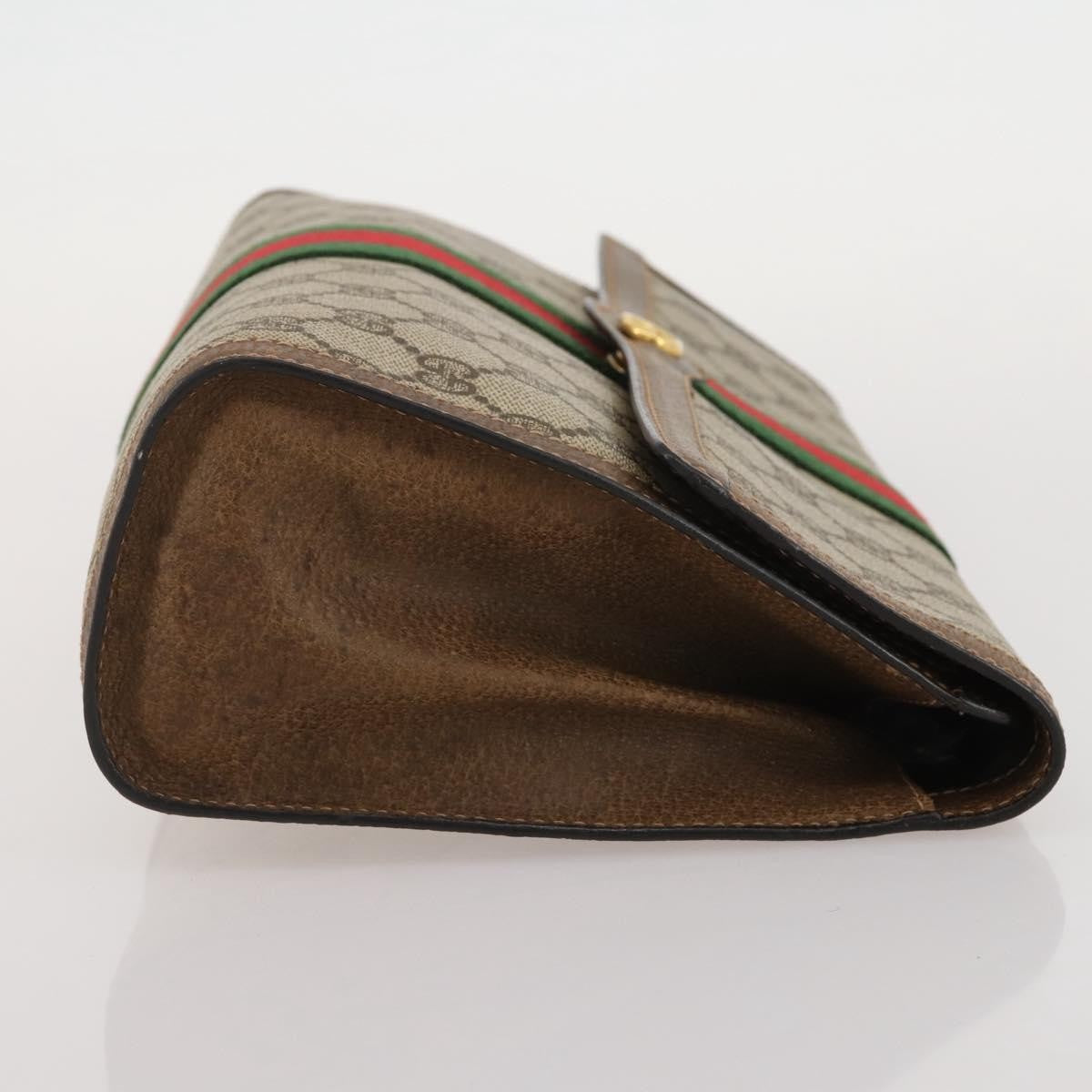 Gucci Vintage Web Flap Clutch Gg Coated Canvas Beige Canvas Clutche & Pouche Bag (Pre-Owned)