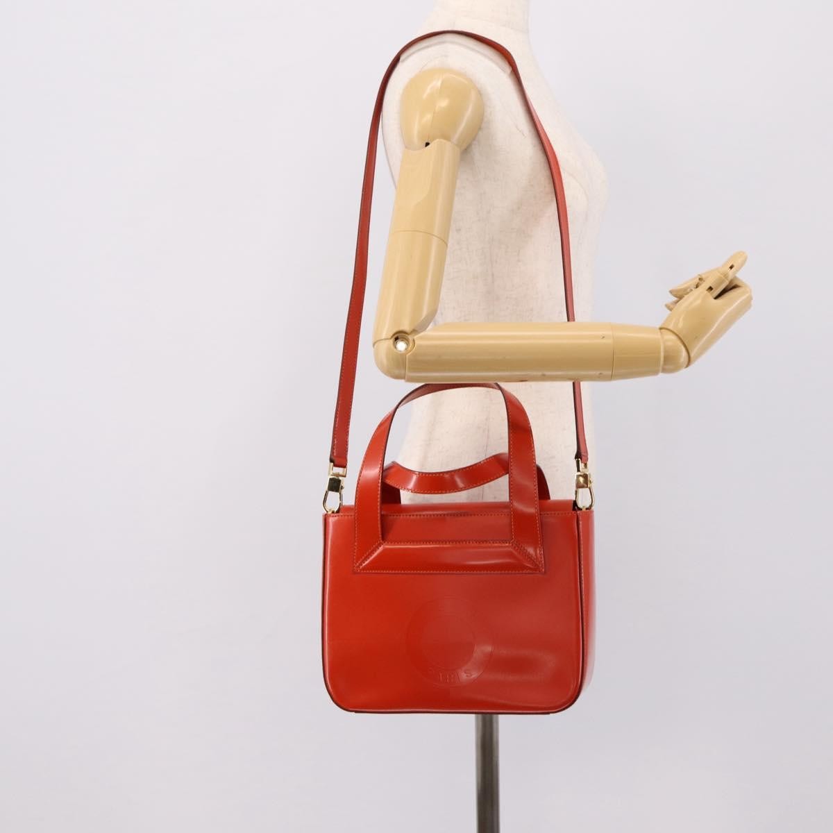 Celine Top Handle Leather Orange Leather Handbag (Pre-Owned)