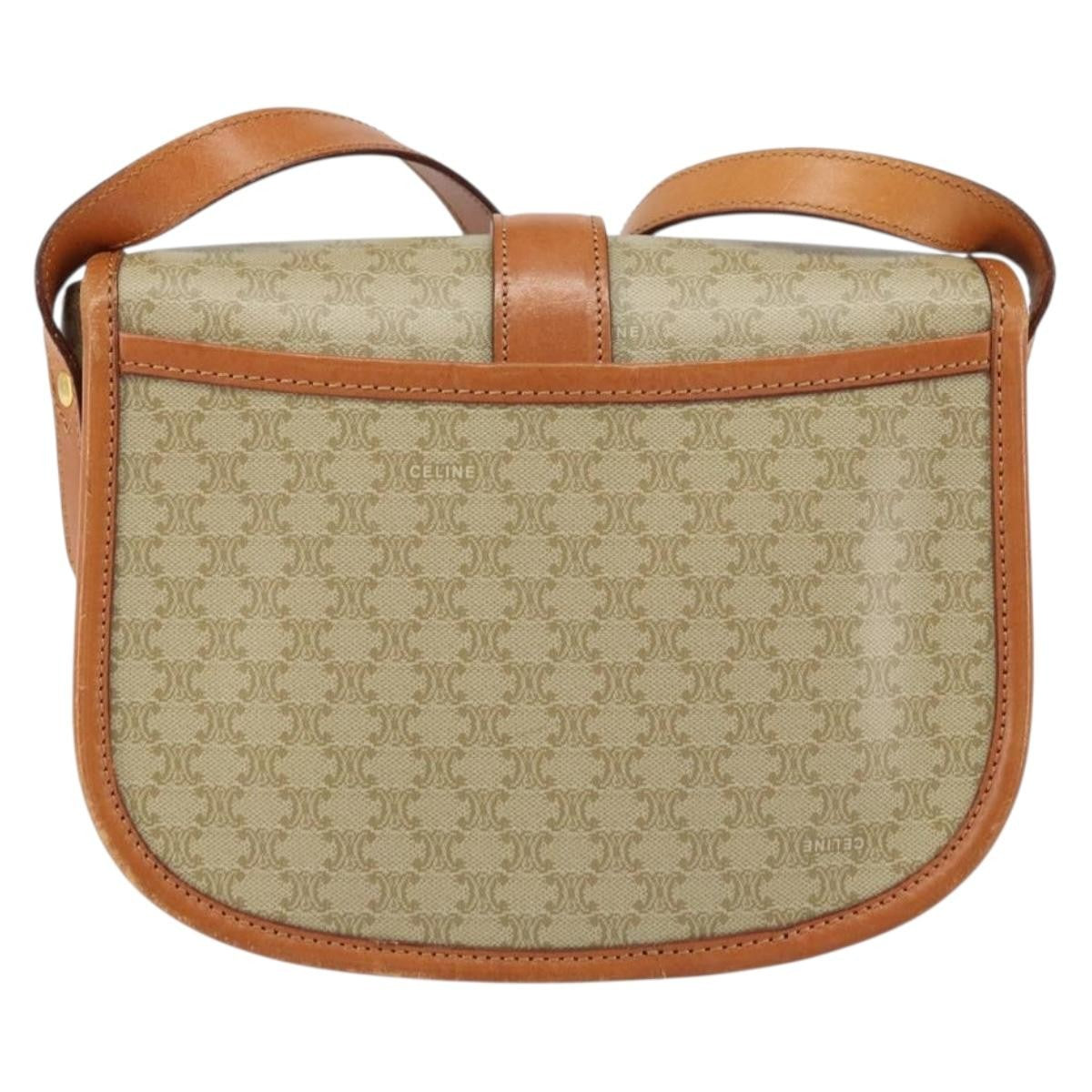 Celine Vintage Macadam Canvas And Leather Beige Canvas Shoulder Bag Bag (Pre-Owned)