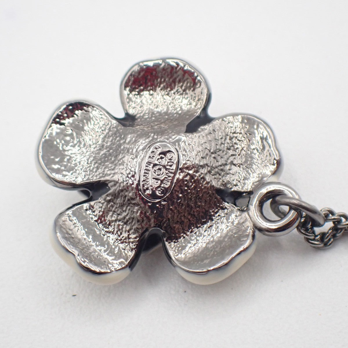 Chanel Cc Flower Ladybug Silver Plated And Acrylic Silver Metal Necklace Jewelry (Pre-Owned)