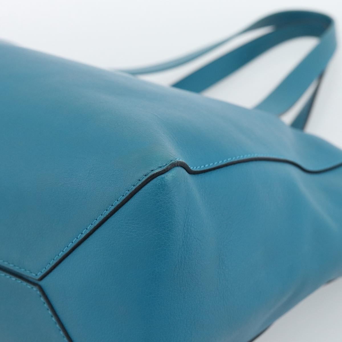 Loewe Anagram Leather Blue Leather Tote Bag Bag (Pre-Owned)