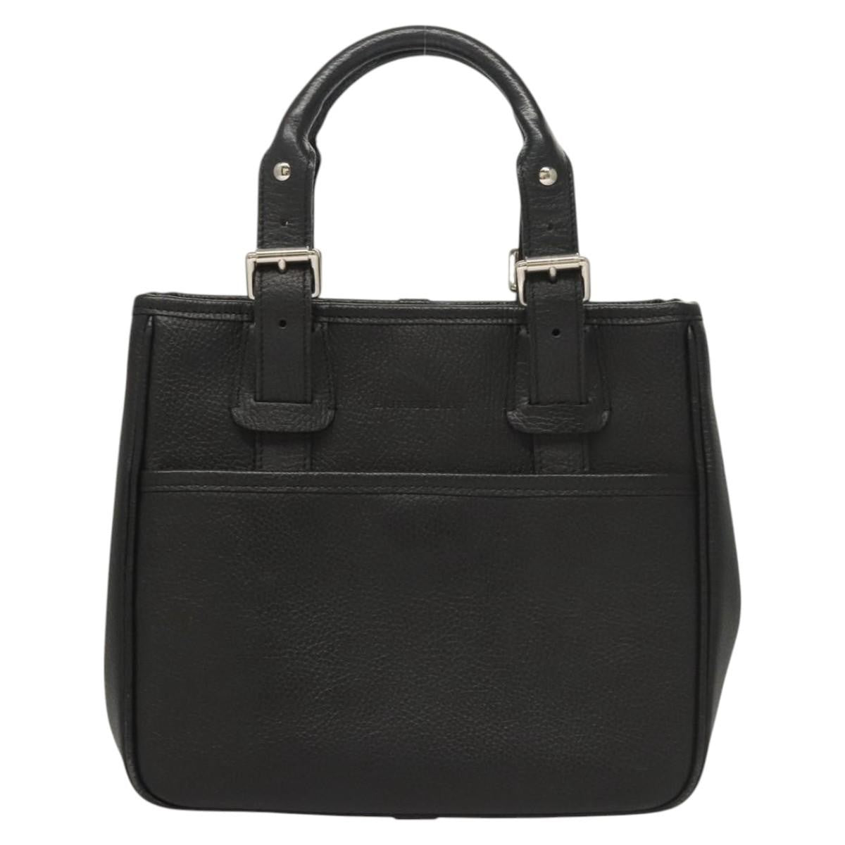 Burberry Vintage Vintage Check Coated Canvas Black Leather Handbag (Pre-Owned)