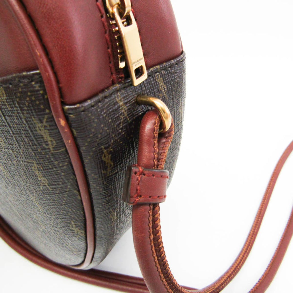 Saint Laurent Le Monogramme Coeur Monogram All Over Coated Canvas And Leather Brown Leather Clutche & Pouche Bag (Pre-Owned)