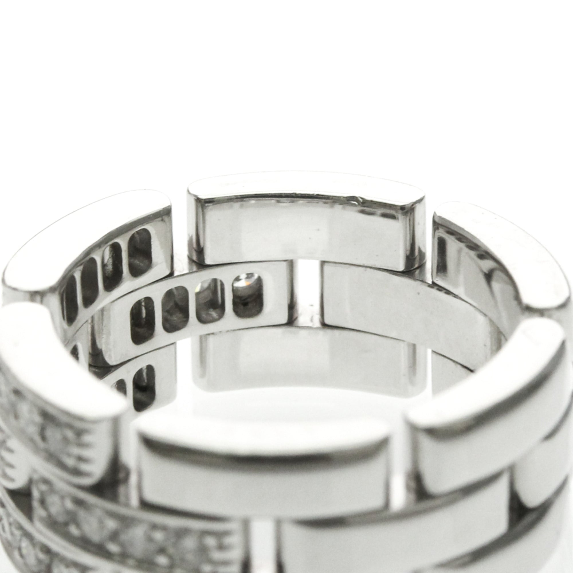 Cartier Maillon Panthere 3 Row Band 18K White Gold With Half Diamonds Silver White_Gold Ring Jewelry (Pre-Owned)