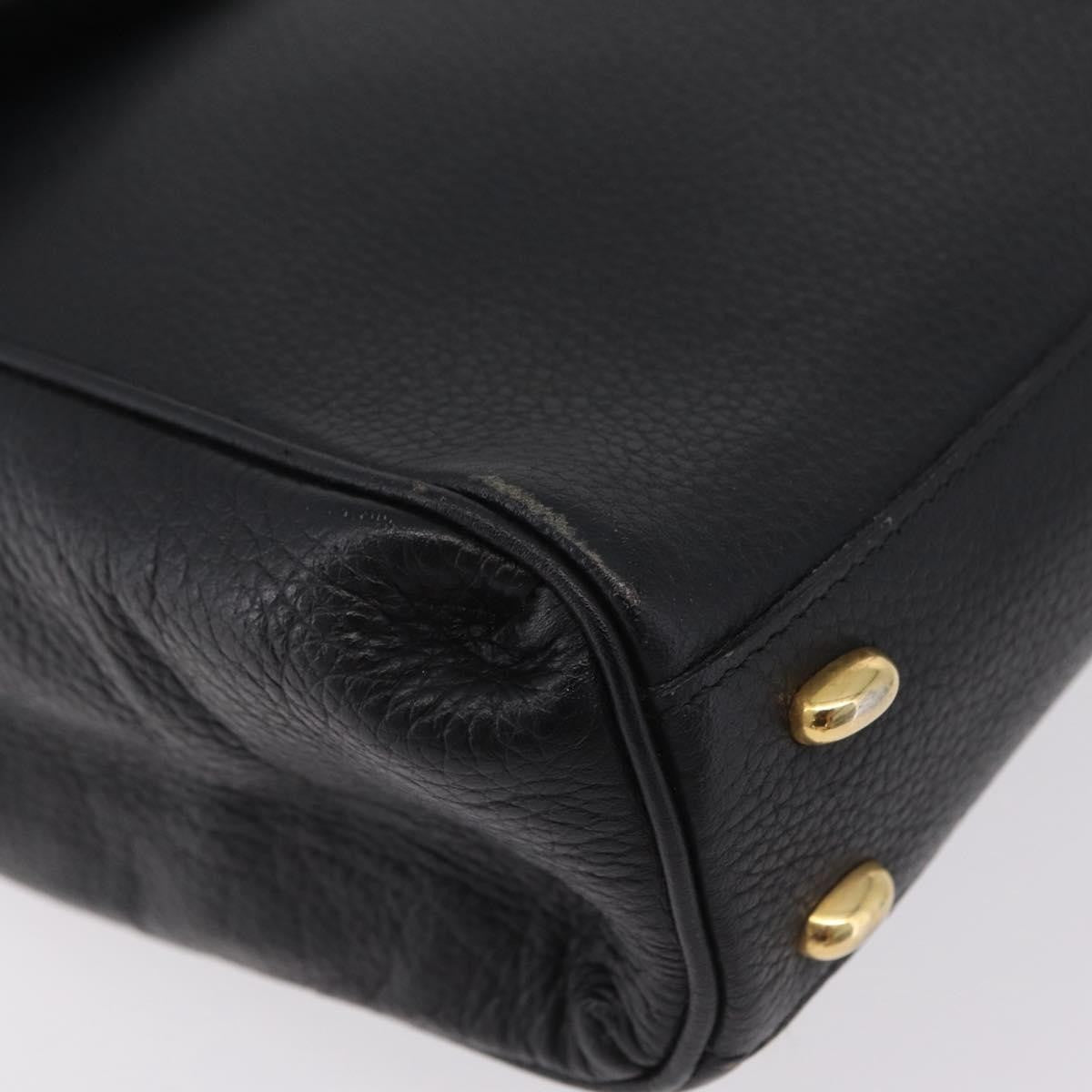 Celine Top Handle Leather Black Leather Handbag (Pre-Owned)