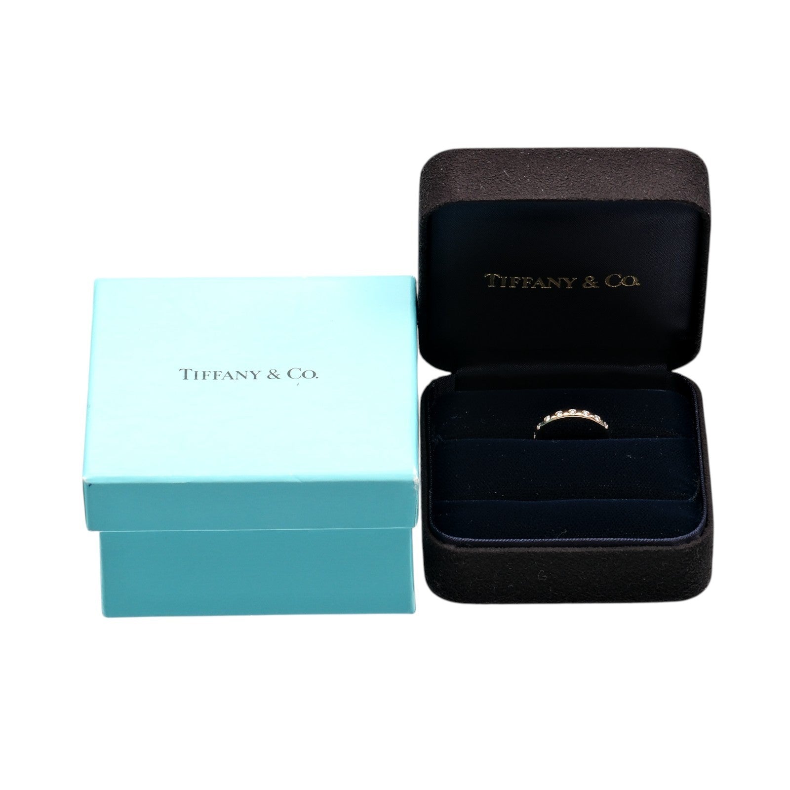 Tiffany & Co. Stacking Band Ring With 8 Diamonds 18K Pink Gold With Diamonds Gold Pink_Gold Ring Jewelry (Pre-Owned)