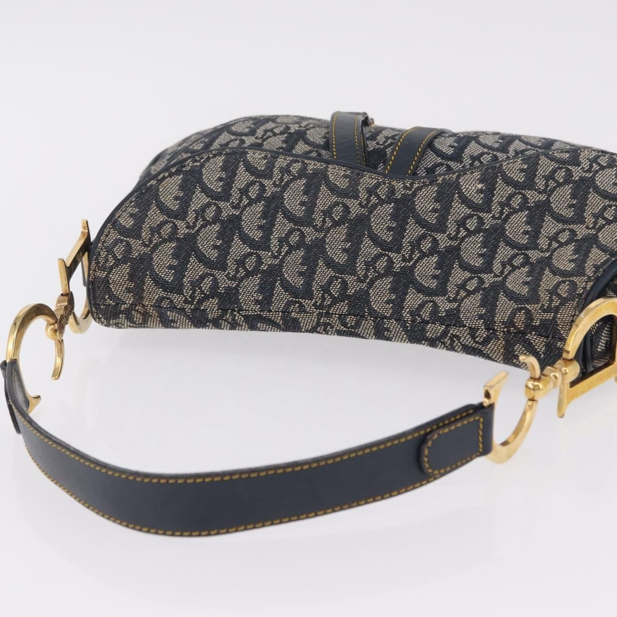Christian Dior Vintage Double Saddle Diorissimo Canvas Navy Canvas Handbag (Pre-Owned)