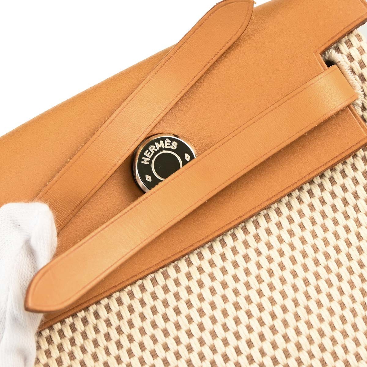 Hermes Herbag Toile And Leather Beige Canvas Handbag (Pre-Owned)