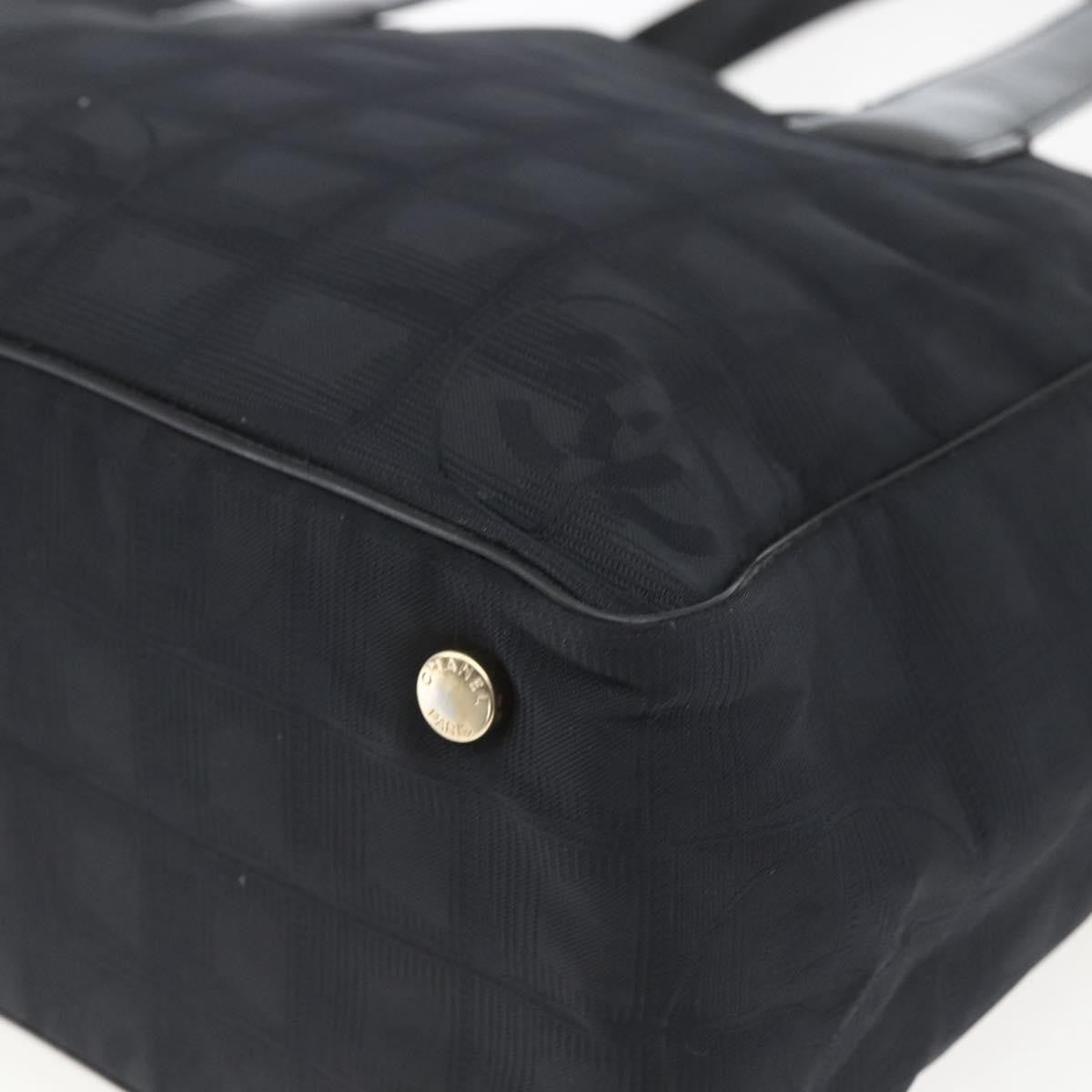 Chanel Travel Line Nylon Black Nylon Tote Bag Bag (Pre-Owned)
