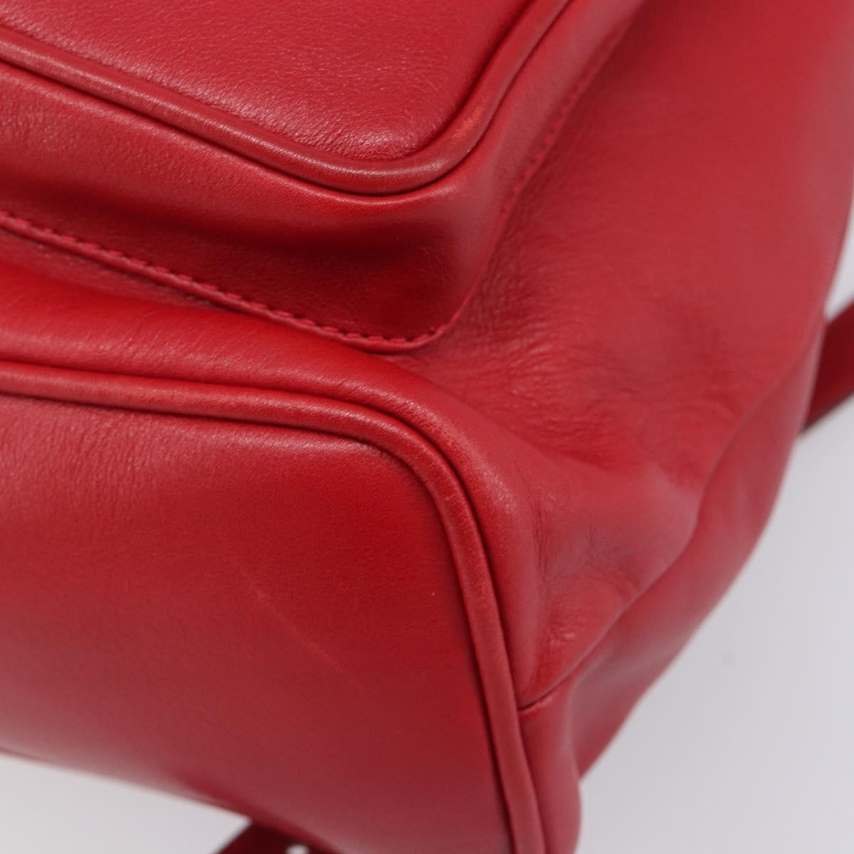 Gucci Vintage Bamboo Leather Red Leather Backpack Bag (Pre-Owned)