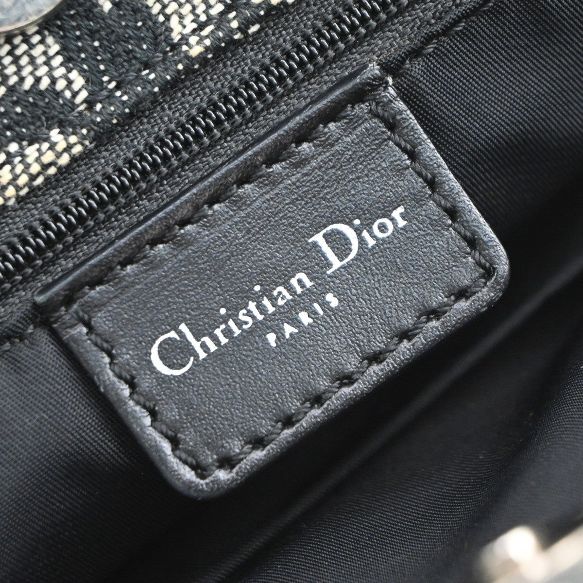Christian Dior Vintage Open Diorissimo Canvas Black Canvas Tote Bag Bag (Pre-Owned)