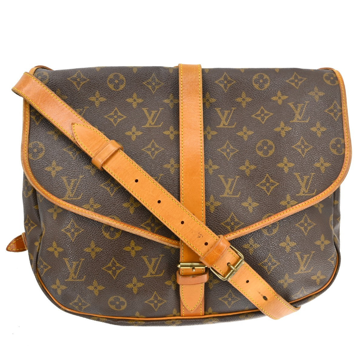 Louis Vuitton Saumur Monogram Canvas Brown Canvas Shoulder Bag Bag (Pre-Owned)