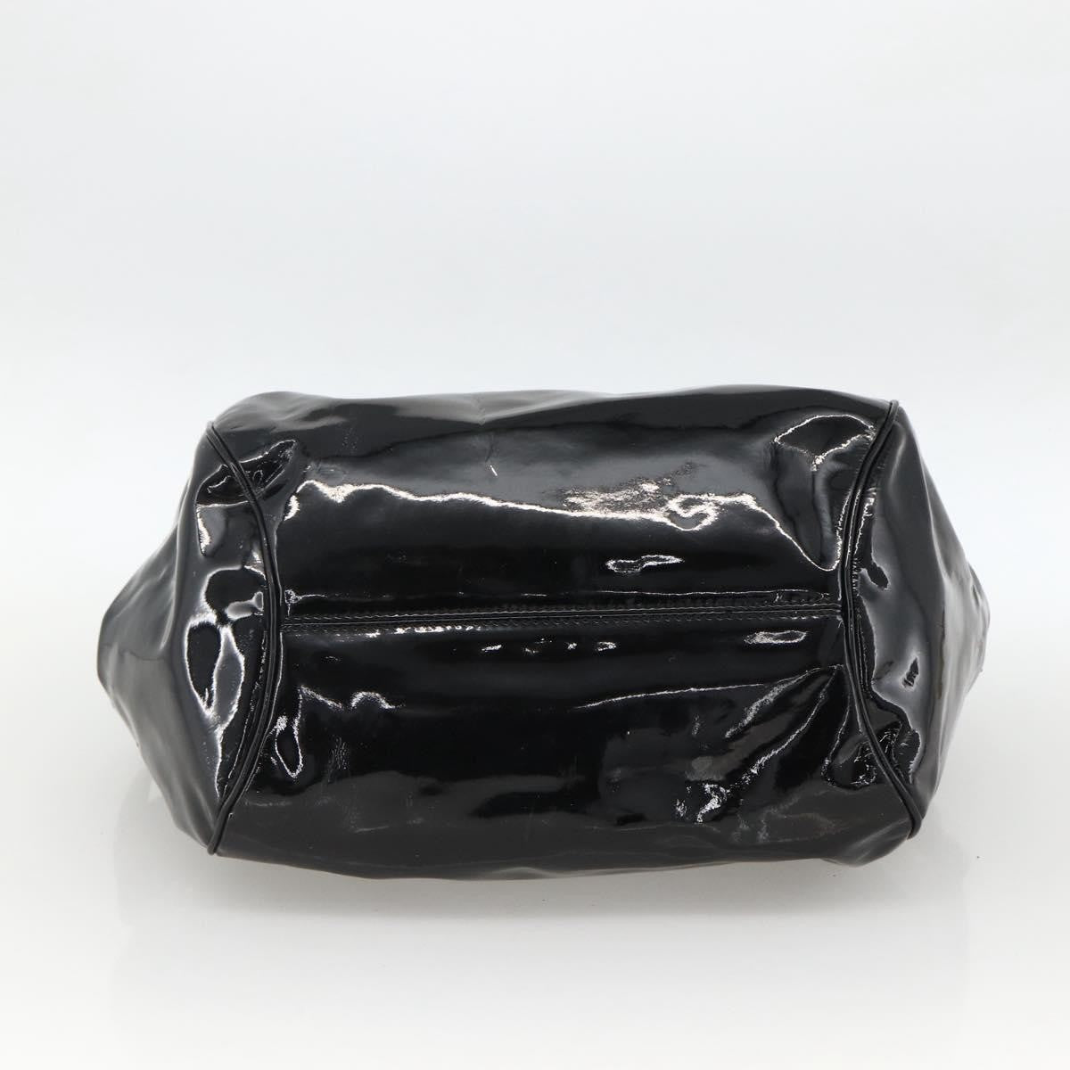 Salvatore Ferragamo Gancini Patent Leather Black Patent_Leather Handbag (Pre-Owned)