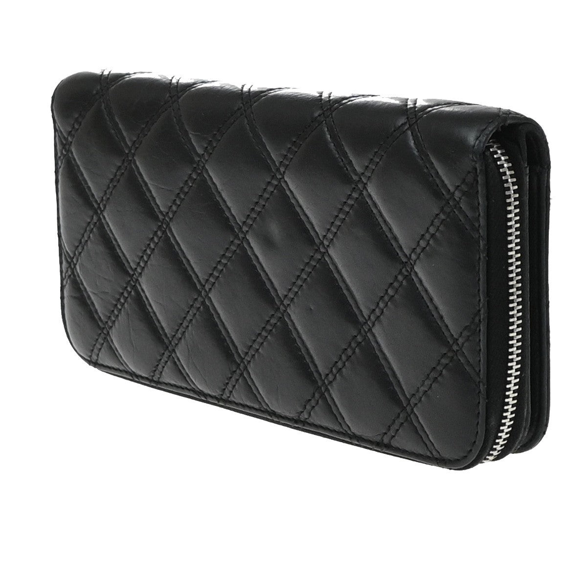Chanel Trendy Cc Zip Around Quilted Lambskin Black Leather Wallets Accessory (Pre-Owned)