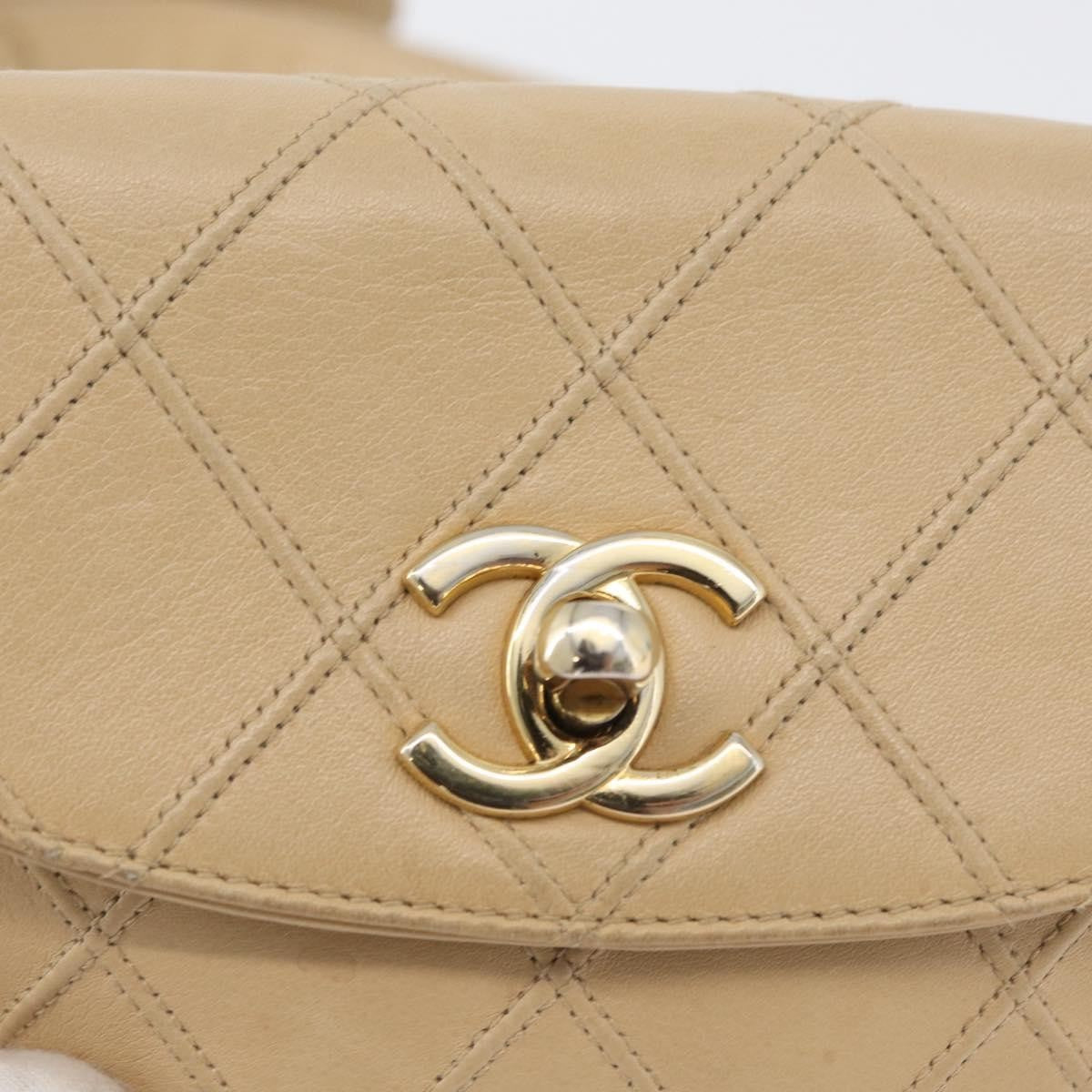 Chanel Cc Flap Belt Quilted Lambskin Beige Leather Clutche & Pouche Bag (Pre-Owned)