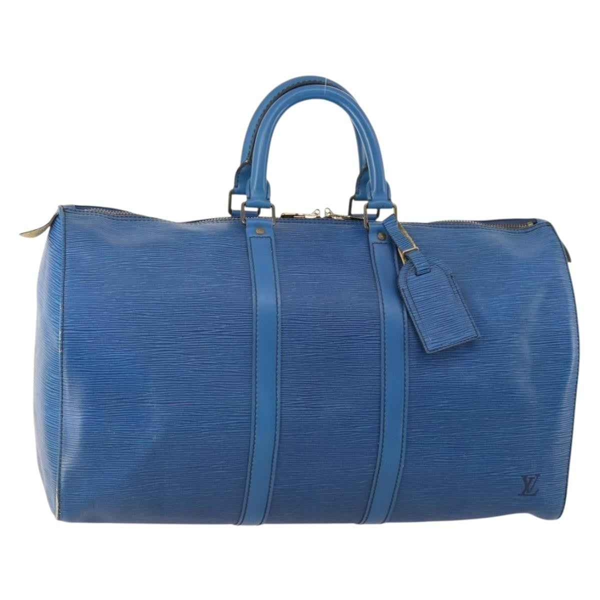 Louis Vuitton Keepall Epi Leather Blue Leather Travel Bag Bag (Pre-Owned)