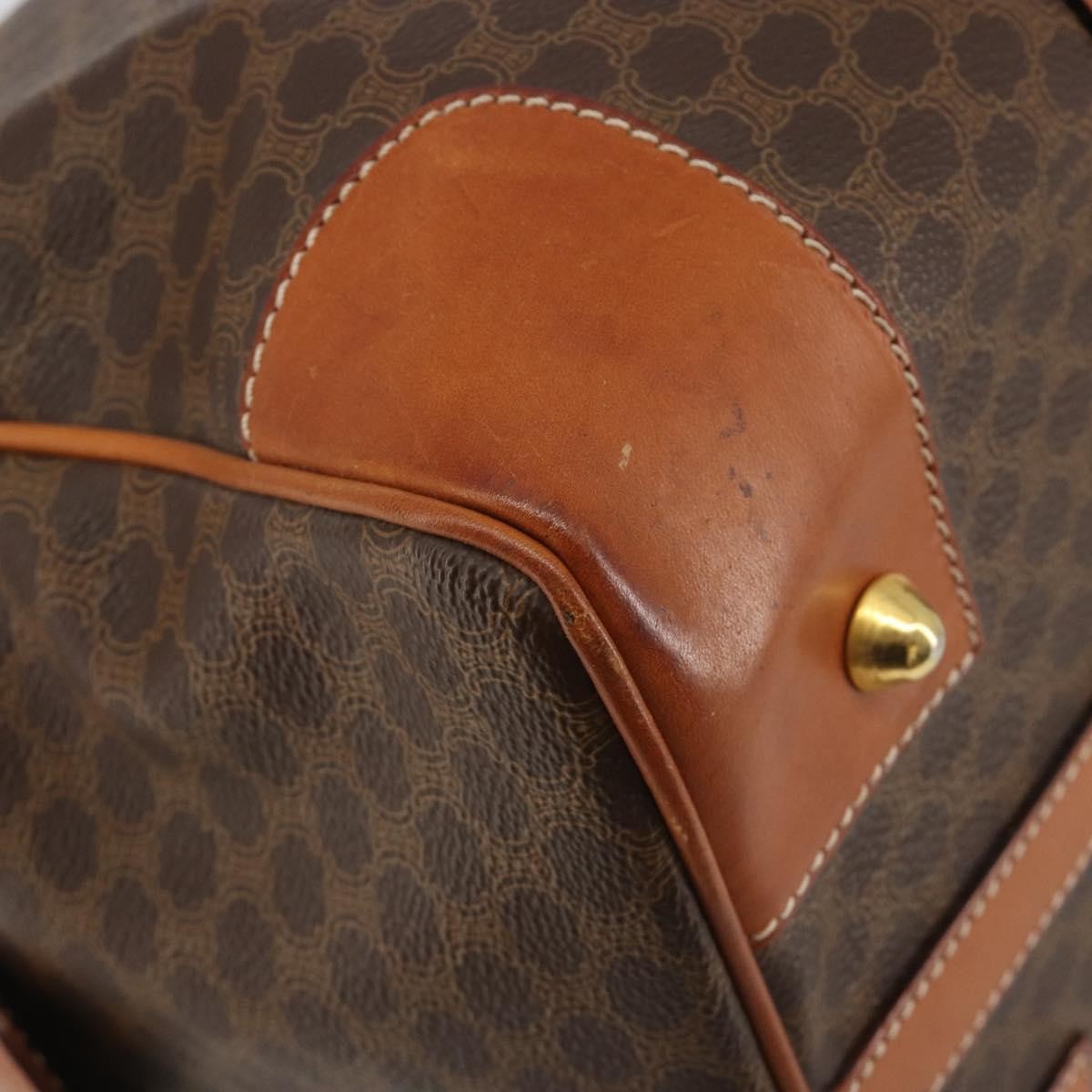 Celine Vintage Duffle Macadam Coated Canvas Brown Canvas Handbag (Pre-Owned)