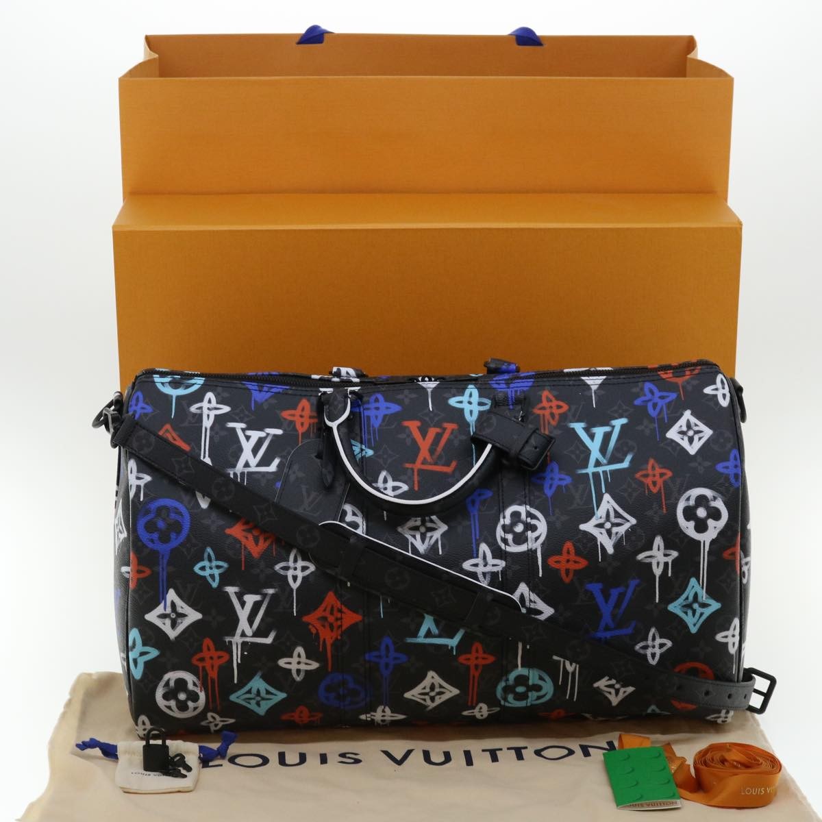 Louis Vuitton Keepall Bandouliere Graffiti Monogram Eclipse Canvas Multicolour Canvas Bag (Pre-Owned)