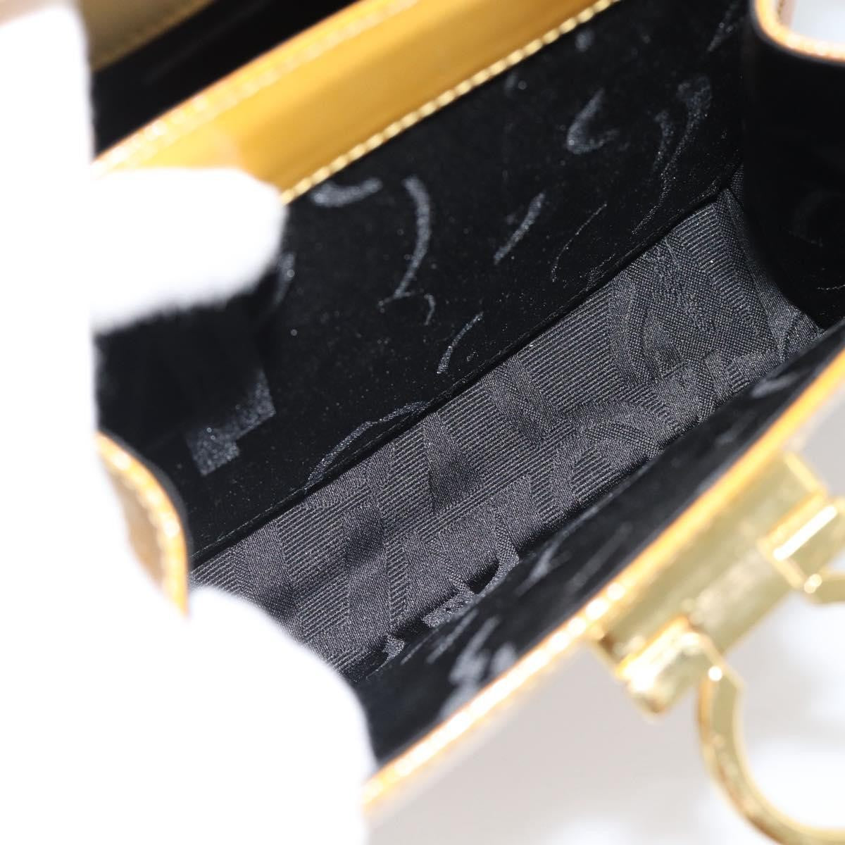 Salvatore Ferragamo Gancini Patent Leather Yellow Patent_Leather Handbag (Pre-Owned)