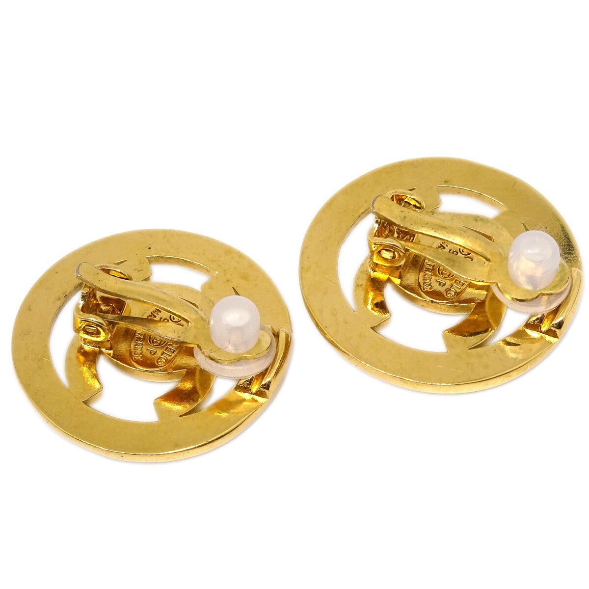 Chanel Cc Round Metal Gold Gold_Plated Earrings Jewelry (Pre-Owned)
