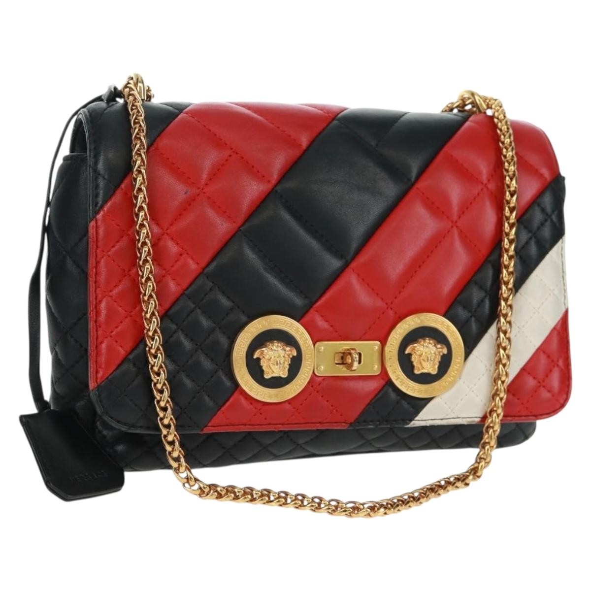 Versace Medusa Padlock Icon Top Handle Quilted Leather Black Leather Shoulder Bag Bag (Pre-Owned)