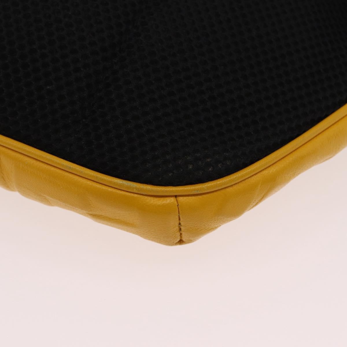 Fendi Zip Waist Zucca Embossed Leather Yellow Canvas Handbag (Pre-Owned)
