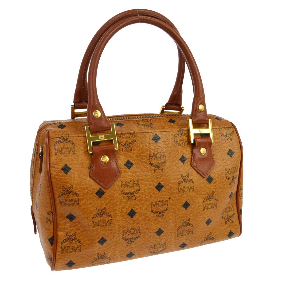 MCM Visetos Logogramme Leather Brown Leather Handbag (Pre-Owned)