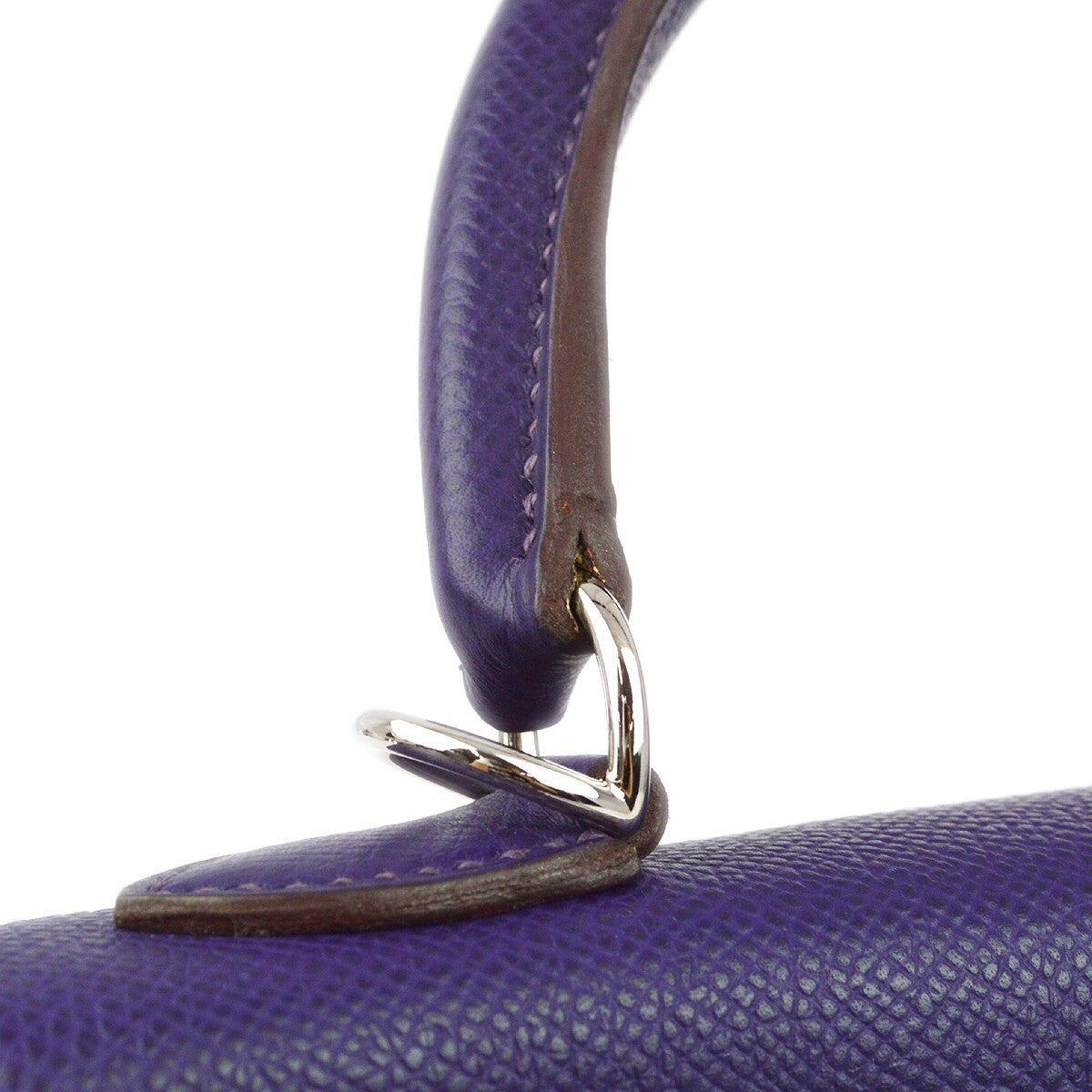 Hermes Kelly Purple Epsom With Palladium Hardware Purple Leather Handbag (Pre-Owned)
