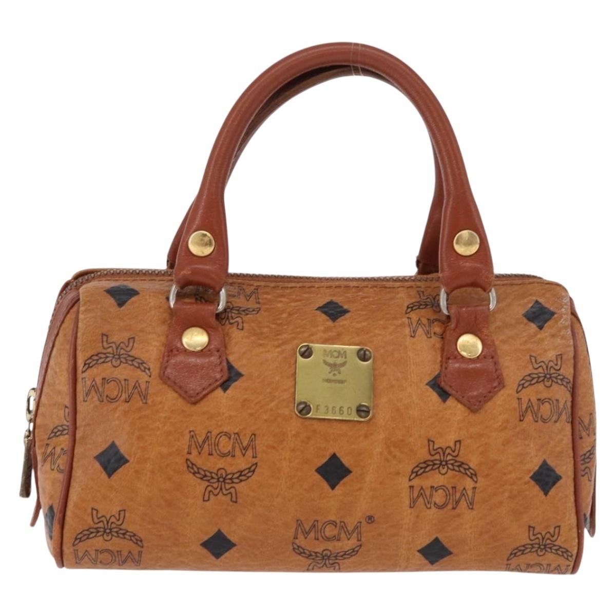 MCM Visetos Logogramme Leather Brown Leather Handbag (Pre-Owned)