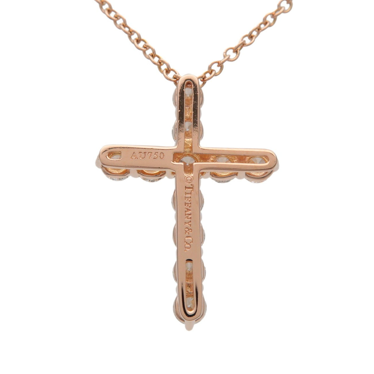 Tiffany & Co. Cross Pendant 18K Rose Gold With Diamonds Gold Pink_Gold Necklace Jewelry (Pre-Owned)
