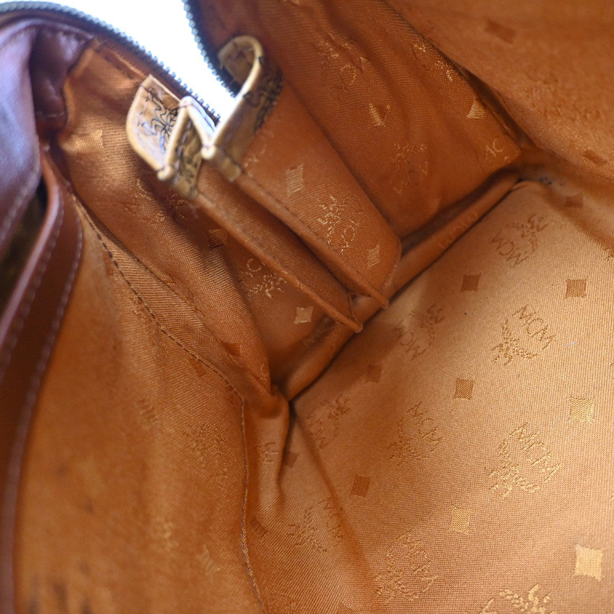 MCM Visetos Logogramme Canvas And Leather Brown Leather Handbag (Pre-Owned)