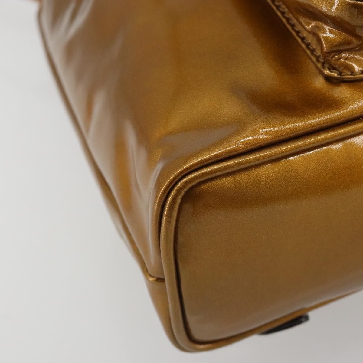 Gucci Vintage Bamboo Patent Gold Patent_Leather Backpack Bag (Pre-Owned)